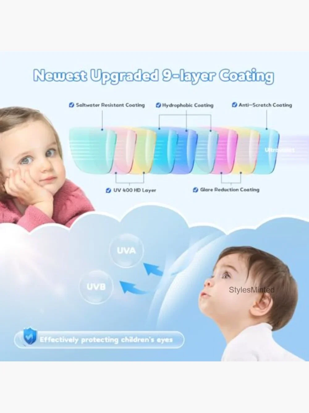 Infant Toddler Sunglasses with Strap, UV Protection 3 Pack